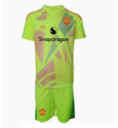 Köp Manchester United Barn Målvakt Bortatröja 2024/25 Fotbollsklädset Kortärmad Tröja + Shorts