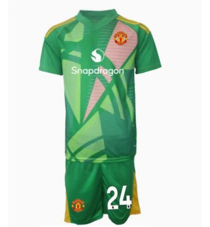 Köp Manchester United Barn Målvakt Tredjetröja 2024/25 Andre Onana #24 Fotbollsklädset Kortärmad Tröja + Shorts-1