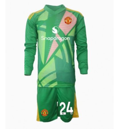 Köp Manchester United Barn Målvakt Tredjetröja 2024/25 Andre Onana #24 Fotbollsklädset Långärmad Tröja + Shorts-1