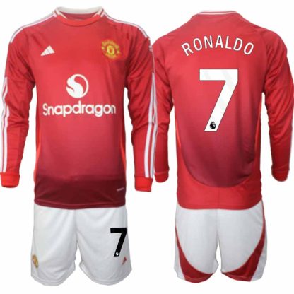 Köp Manchester United Herr Hemmatröja 2024/25 Cristiano Ronaldo 7 Fotbollsställ Långärmad (+ Shorts)