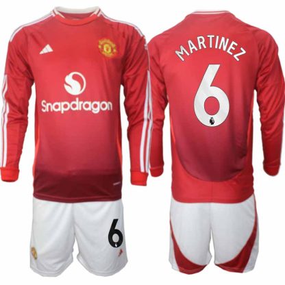 Köp Manchester United Herr Hemmatröja 2024/25 Lisandro Martinez 6 Fotbollsställ Långärmad (+ Shorts)