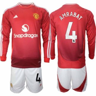 Köp Manchester United Herr Hemmatröja 2024/25 Sofyan Amrabat #4 Fotbollsställ Långärmad (+ Shorts)