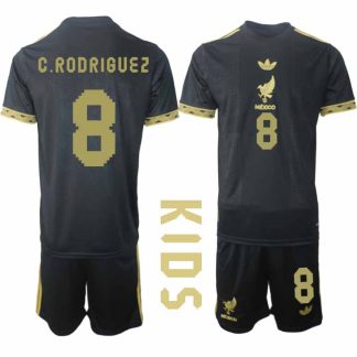Köp Mexiko 2025 Gold Cup Fotbollströja Barn Carlos Rodriguez 8 Fotbollsklädset Kortärmad + Shorts