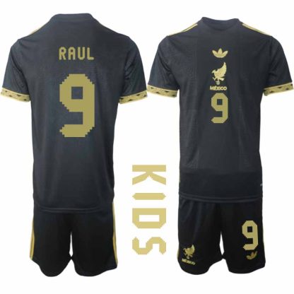 Köp Mexiko 2025 Gold Cup Fotbollströja Barn Raul Jimenez 9 Fotbollsklädset Kortärmad + Shorts