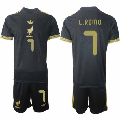 Köp Mexiko 2025 Gold Cup Fotbollströja Herr Luis Romo 7 Fotbollsklädset Kortärmad + Shorts