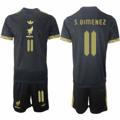 Köp Mexiko 2025 Gold Cup Fotbollströja Herr Santiago Gimenez 11 Fotbollsklädset Kortärmad + Shorts