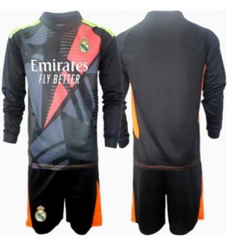 Köp Real Madrid Barn Målvakt Bortatröja 2024/25 Fotbollsklädset Långärmad Tröja + Shorts