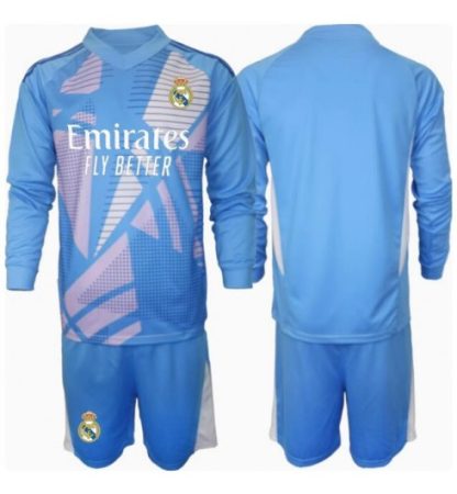 Köp Real Madrid Barn Målvakt Hemmatröja 2024/25 Fotbollsklädset Långärmad Tröja + Shorts