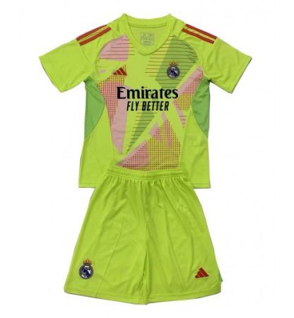 Köp Real Madrid Barn Målvakt Tredjetröja 2024/25 Fotbollsklädset Kortärmad Tröja + Shorts