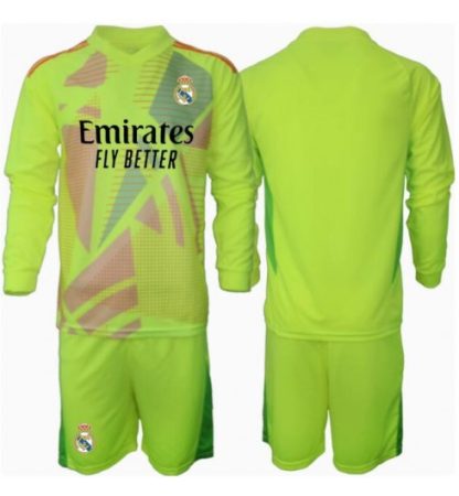 Köp Real Madrid Barn Målvakt Tredjetröja 2024/25 Fotbollsklädset Långärmad Tröja + Shorts