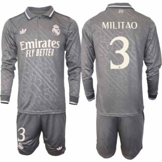 Köp Real Madrid Herr Tredjetröja 2024/25 Eder Militao 3 Fotbollsställ Långärmad (+ Shorts)