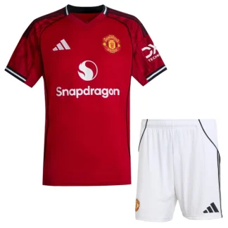 Manchester United Barn Hemmatröja 2025/26 Kortärmad Fotbollsställ med Shorts