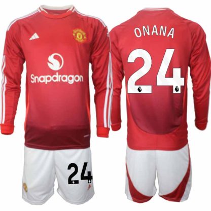 Köp Manchester United Herr Hemmatröja 2024/25 Andre Onana 24 Fotbollsställ Långärmad (+ Shorts)