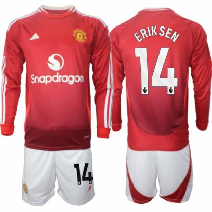 Köp Manchester United Herr Hemmatröja 2024/25 Christian Eriksen 14 Fotbollsställ Långärmad (+ Shorts)