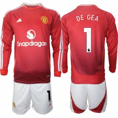 Köp Manchester United Herr Hemmatröja 2024/25 David de Gea #1 Fotbollsställ Långärmad (+ Shorts)