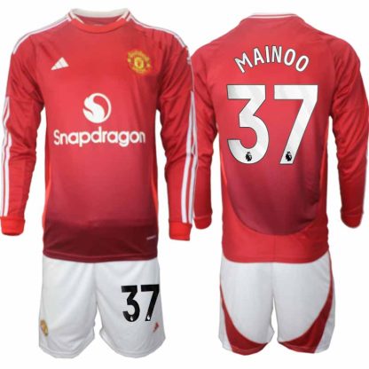 Köp Manchester United Herr Hemmatröja 2024/25 Kobbie Mainoo 37 Fotbollsställ Långärmad (+ Shorts)