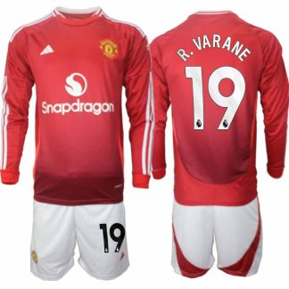 Köp Manchester United Herr Hemmatröja 2024/25 Raphael Varane 19 Fotbollsställ Långärmad (+ Shorts)