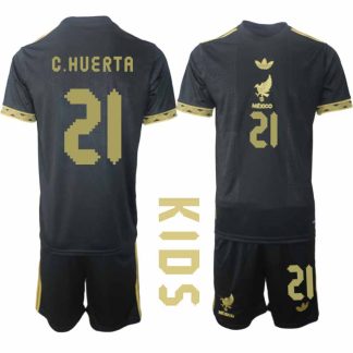 Köp Mexiko 2025 Gold Cup Fotbollströja Barn César Huerta 21 Fotbollsklädset Kortärmad + Shorts