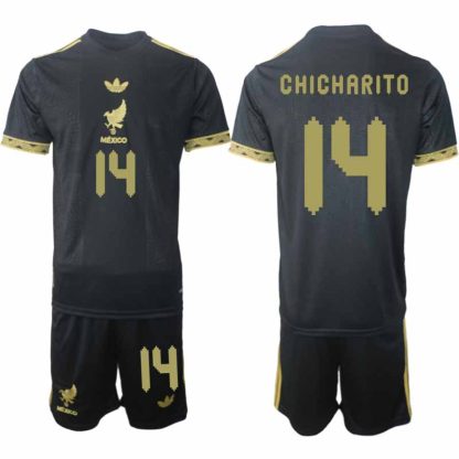 Mexiko 2025 Gold Cup Fotbollströja Herr Chicharito 14 Fotbollsklädset Kortärmad + Shorts