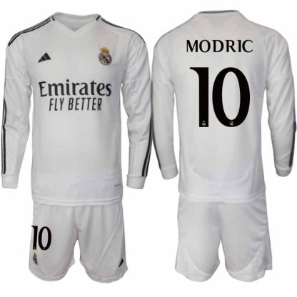 Köp Real Madrid Herr Hemmatröja 2024/25 Luka Modric 10 Fotbollsställ Långärmad (+ Shorts)