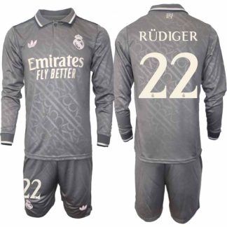 Köp Real Madrid Herr Tredjetröja 2024/25 Antonio Rüdiger 22 Fotbollsställ Långärmad (+ Shorts)