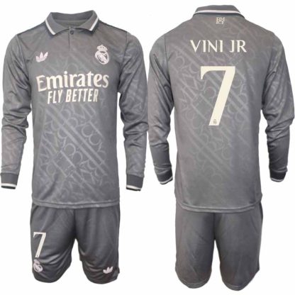 Köp Real Madrid Herr Tredjetröja 2024/25 Vinicius Junior 7 Fotbollsställ Långärmad (+ Shorts)