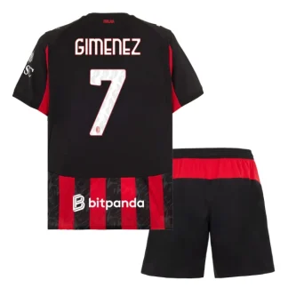 AC Milan Barn Hemmaställ 2025/26 – Santiago Gimenez 7 – Kortärmad Fotbollströja + Shorts