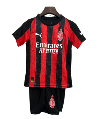 AC Milan Barn Hemmatröja 2025/26 Kortärmad Fotbollsställ med Shorts