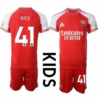 Arsenal Barn Hemmatröja 2025/26 Declan Rice 41 Kortärmad Fotbollsställ med Shorts