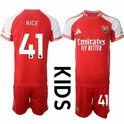 Arsenal Barn Hemmatröja 2025/26 Declan Rice 41 Kortärmad Fotbollsställ med Shorts
