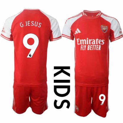 Arsenal Barn Hemmatröja 2025/26 Gabriel Jesus 9 Kortärmad Fotbollsställ med Shorts