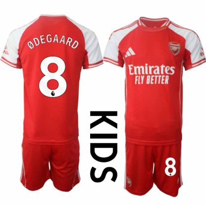 Köp Arsenal Barn Hemmatröja 2025/26 Martin Odegaard 8 Fotbollsställ Kortärmad (+ Korta byxor)