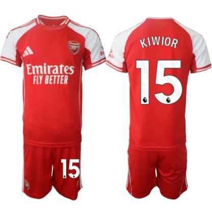 Arsenal Herr Hemmatröja 2025/26 Jakub Kiwior 15 Kortärmad Fotbollsställ med Shorts