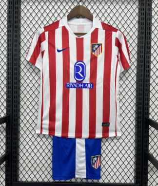 Atlético Madrid Barn Hemmatröja 2025/26 Kortärmad Fotbollsställ med Shorts