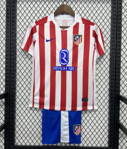 Atlético Madrid Barn Hemmatröja 2025/26 Kortärmad Fotbollsställ med Shorts