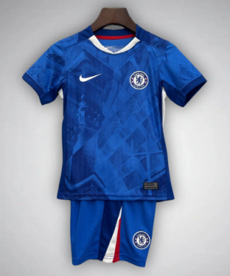 Chelsea Barn Hemmatröja 2025/26 Kortärmad Fotbollsställ med Shorts