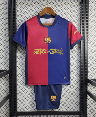 FC Barcelona 2024/25 Travis Scott Kortärmad Hemmatröja för Barn – Begränsad Upplaga