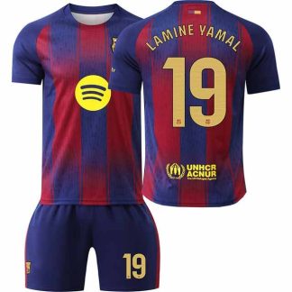 FC Barcelona Barn Hemmatröja 2025/26 Lamine Yamal #19 Fotbollsställ med Shorts