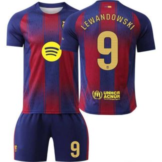 FC Barcelona Barn Hemmatröja 2025/26 Robert Lewandowski #9 Fotbollsställ med Shorts