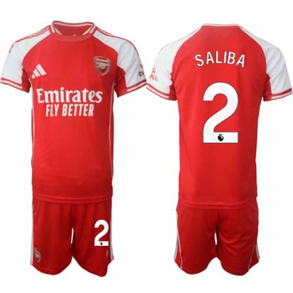 Köp Arsenal Herr Hemmatröja 2025/26 William Saliba 2 Fotbollsställ Kortärmad (+ Korta byxor)