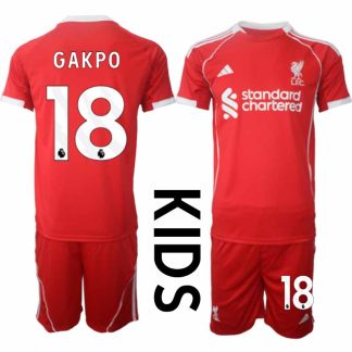 Köp Liverpool Barn Hemmatröja 2025/26 Cody Gakpo 18 Fotbollsställ Kortärmad (+ Korta byxor)