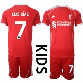 Köp Liverpool Barn Hemmatröja 2025/26 Luis Díaz 7 Fotbollsställ Kortärmad (+ Korta byxor)