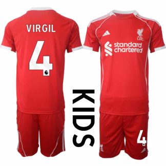 Köp Liverpool Barn Hemmatröja 2025/26 Virgil van Dijk 4 Fotbollsställ Kortärmad (+ Korta byxor)
