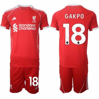 Köp Liverpool Herr Hemmatröja 2025/26 Cody Gakpo 18 Fotbollsställ Kortärmad (+ Korta byxor)