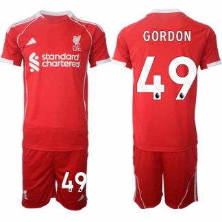 Köp Liverpool Herr Hemmatröja 2025/26 Kaide Gordon 49 Fotbollsställ Kortärmad (+ Korta byxor)