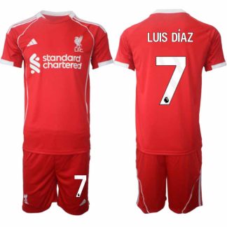 Köp Liverpool Herr Hemmatröja 2025/26 Luis Díaz 7 Fotbollsställ Kortärmad (+ Korta byxor)