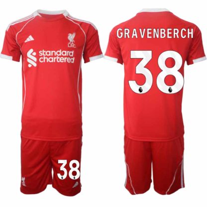 Köp Liverpool Herr Hemmatröja 2025/26 Ryan Gravenberch 38 Fotbollsställ Kortärmad (+ Korta byxor)