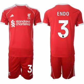 Köp Liverpool Herr Hemmatröja 2025/26 Wataru Endo 3 Fotbollsställ Kortärmad (+ Korta byxor)