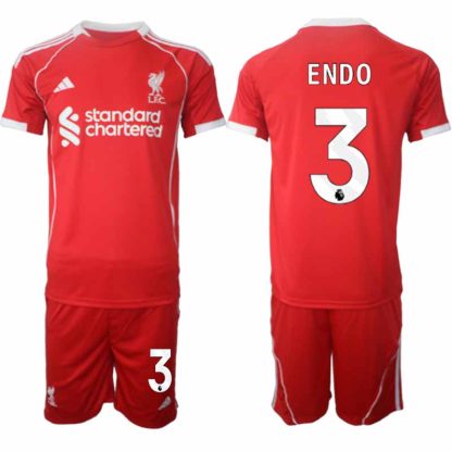 Köp Liverpool Herr Hemmatröja 2025/26 Wataru Endo 3 Fotbollsställ Kortärmad (+ Korta byxor)