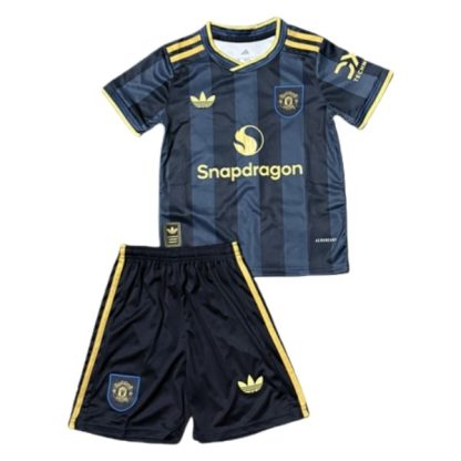 Manchester United Barn Tredjetröja 2025/26 Kortärmad Fotbollsställ med Shorts